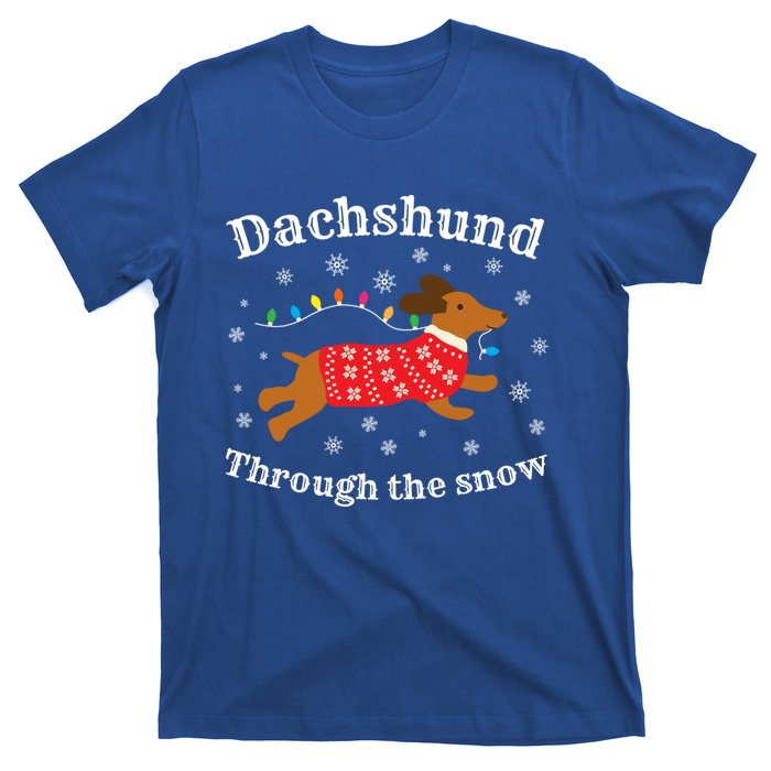 Dachshund Through The Snow Funny Gift T-Shirt