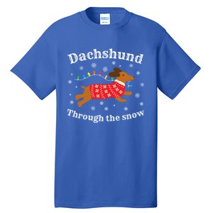 Dachshund Through The Snow Funny Gift Tall T-Shirt