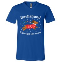 Dachshund Through The Snow Funny Gift V-Neck T-Shirt