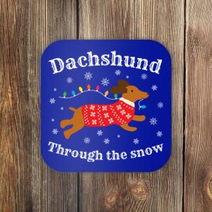 Dachshund Through The Snow Funny Gift Coaster