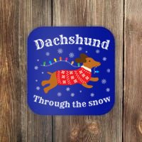 Dachshund Through The Snow Funny Gift Coaster