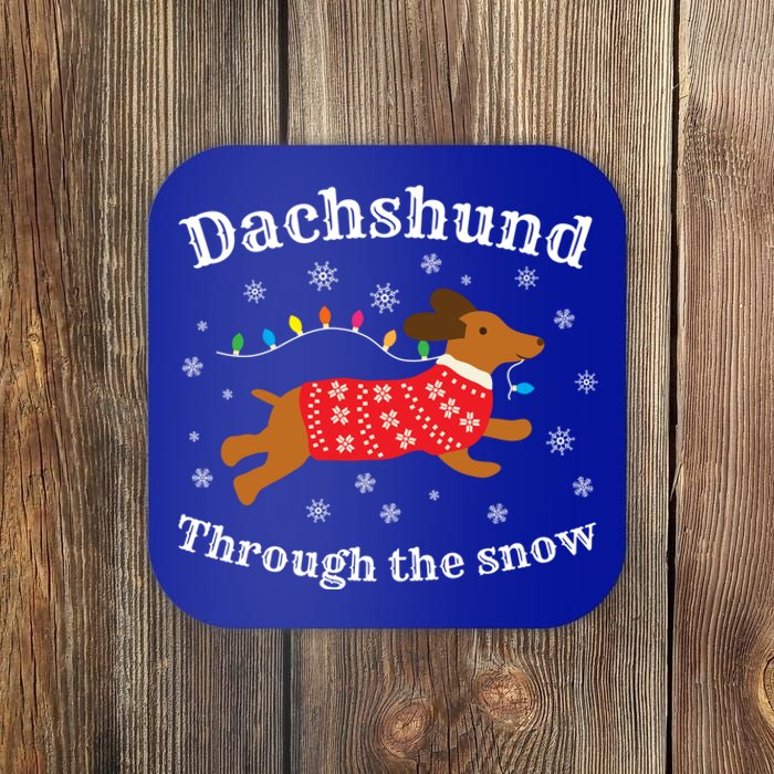 Dachshund Through The Snow Funny Gift Coaster