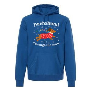 Dachshund Through The Snow Funny Gift Premium Hoodie