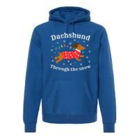 Dachshund Through The Snow Funny Gift Premium Hoodie