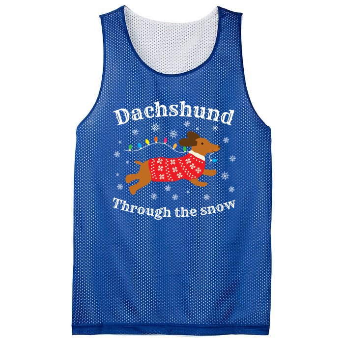 Dachshund Through The Snow Funny Gift Mesh Reversible Basketball Jersey Tank