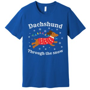 Dachshund Through The Snow Funny Gift Premium T-Shirt