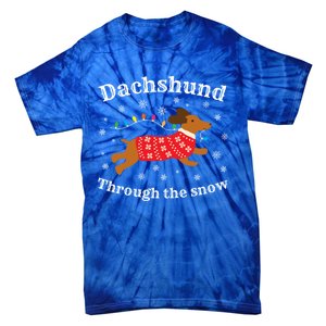 Dachshund Through The Snow Funny Gift Tie-Dye T-Shirt