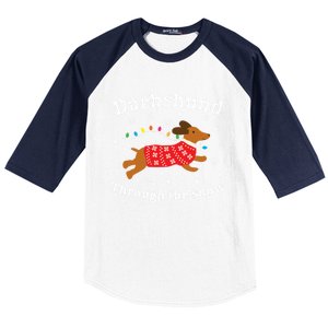 Dachshund Through The Snow Funny Gift Baseball Sleeve Shirt