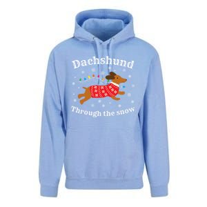 Dachshund Through The Snow Funny Gift Unisex Surf Hoodie