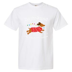 Dachshund Through The Snow Funny Gift Garment-Dyed Heavyweight T-Shirt