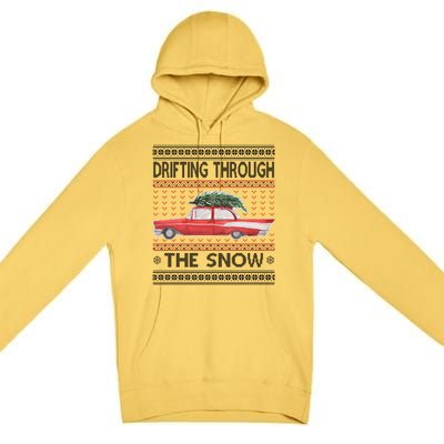 Drifting Through The Snow Ugly Christmas Sweater Premium Pullover Hoodie