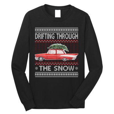 Drifting Through The Snow Ugly Christmas Sweater Long Sleeve Shirt