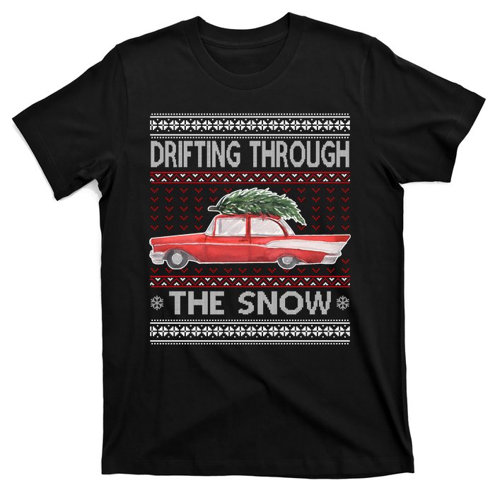 Drifting Through The Snow Ugly Christmas Sweater T-Shirt