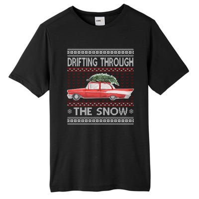 Drifting Through The Snow Ugly Christmas Sweater Tall Fusion ChromaSoft Performance T-Shirt