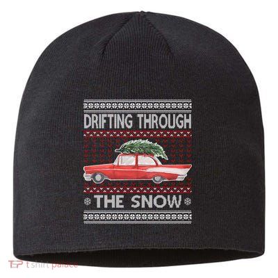 Drifting Through The Snow Ugly Christmas Sweater Sustainable Beanie