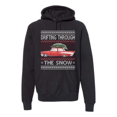 Drifting Through The Snow Ugly Christmas Sweater Premium Hoodie