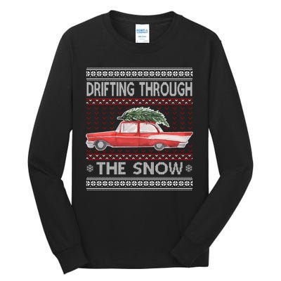 Drifting Through The Snow Ugly Christmas Sweater Tall Long Sleeve T-Shirt