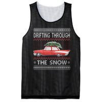 Drifting Through The Snow Ugly Christmas Sweater Mesh Reversible Basketball Jersey Tank