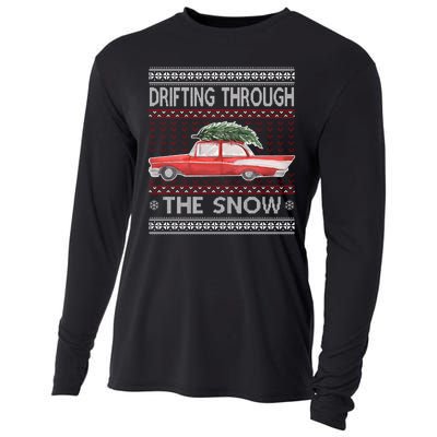 Drifting Through The Snow Ugly Christmas Sweater Cooling Performance Long Sleeve Crew