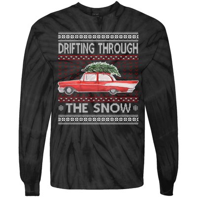 Drifting Through The Snow Ugly Christmas Sweater Tie-Dye Long Sleeve Shirt