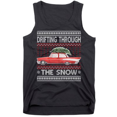 Drifting Through The Snow Ugly Christmas Sweater Tank Top