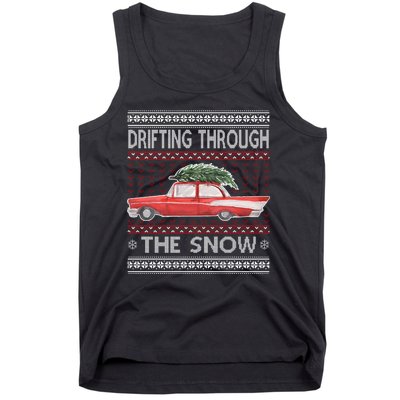 Drifting Through The Snow Ugly Christmas Sweater Tank Top