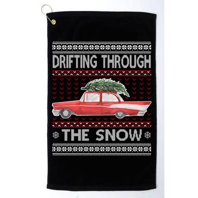 Drifting Through The Snow Ugly Christmas Sweater Golf Towel