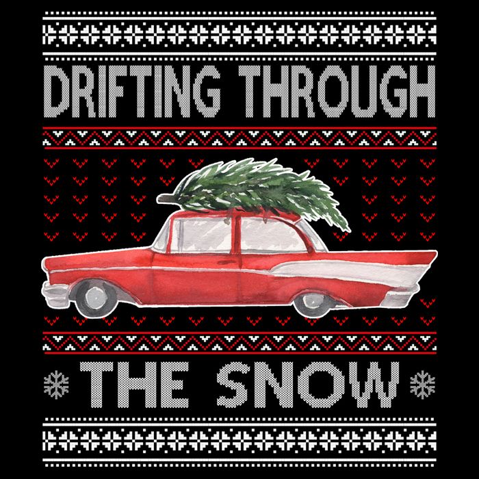 Drifting Through The Snow Ugly Christmas Sweater Short Acrylic Beanie