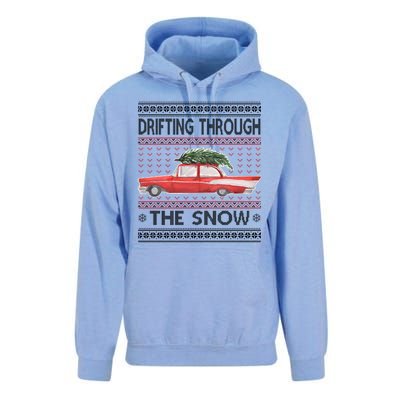 Drifting Through The Snow Ugly Christmas Sweater Unisex Surf Hoodie