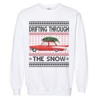 Drifting Through The Snow Ugly Christmas Sweater Garment-Dyed Sweatshirt