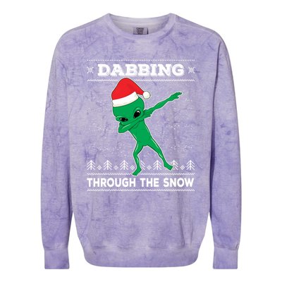 Dabbing Through The Snow Alien Santa Ugly Christmas Sweater Gift Colorblast Crewneck Sweatshirt