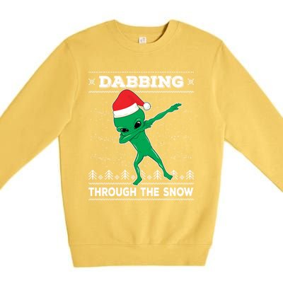 Dabbing Through The Snow Alien Santa Ugly Christmas Sweater Gift Premium Crewneck Sweatshirt