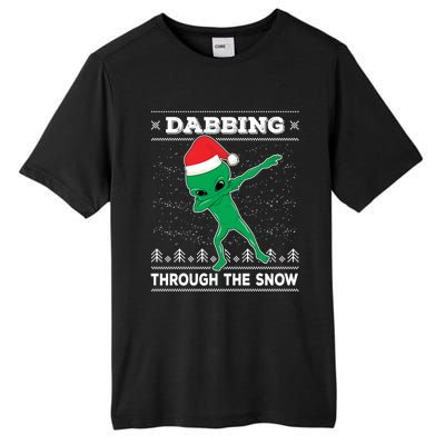 Dabbing Through The Snow Alien Santa Ugly Christmas Sweater Gift Tall Fusion ChromaSoft Performance T-Shirt