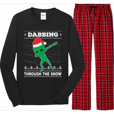 Dabbing Through The Snow Alien Santa Ugly Christmas Sweater Gift Long Sleeve Pajama Set