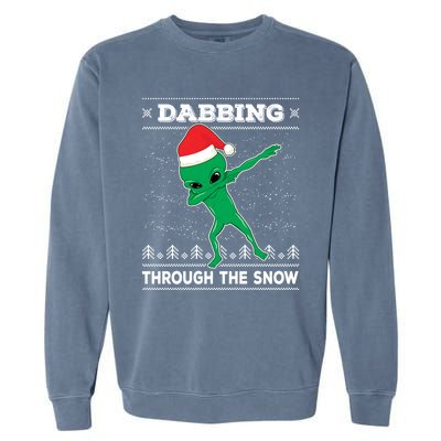 Dabbing Through The Snow Alien Santa Ugly Christmas Sweater Gift Garment-Dyed Sweatshirt