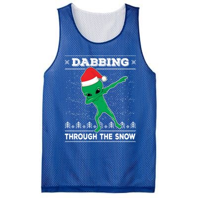 Dabbing Through The Snow Alien Santa Ugly Christmas Sweater Gift Mesh Reversible Basketball Jersey Tank