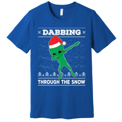 Dabbing Through The Snow Alien Santa Ugly Christmas Sweater Gift Premium T-Shirt