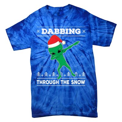 Dabbing Through The Snow Alien Santa Ugly Christmas Sweater Gift Tie-Dye T-Shirt