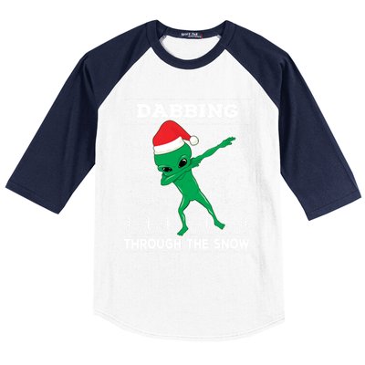 Dabbing Through The Snow Alien Santa Ugly Christmas Sweater Gift Baseball Sleeve Shirt