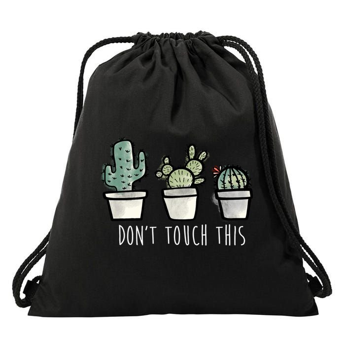 Don't Touch This Funny Cactus Drawstring Bag