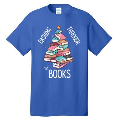 Dashing Through The Books Lover Christmas Tree Xmas Bookish Gift Tall T-Shirt