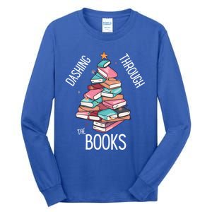 Dashing Through The Books Lover Christmas Tree Xmas Bookish Gift Tall Long Sleeve T-Shirt