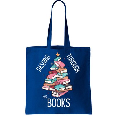 Dashing Through The Books Lover Christmas Tree Xmas Bookish Gift Tote Bag