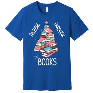 Dashing Through The Books Lover Christmas Tree Xmas Bookish Gift Premium T-Shirt