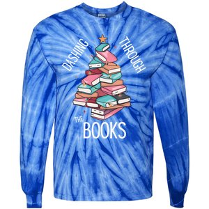 Dashing Through The Books Lover Christmas Tree Xmas Bookish Gift Tie-Dye Long Sleeve Shirt