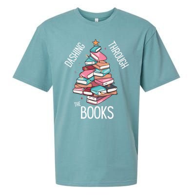 Dashing Through The Books Lover Christmas Tree Xmas Bookish Gift Sueded Cloud Jersey T-Shirt