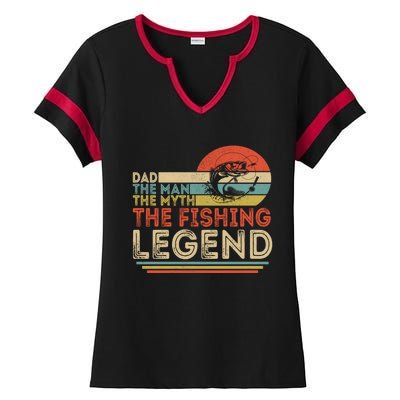 Dad The The Myth The Fishing Legend Cool Gift Ladies Halftime Notch Neck Tee