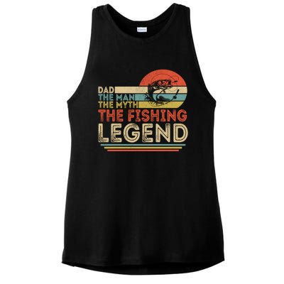 Dad The The Myth The Fishing Legend Cool Gift Ladies PosiCharge Tri-Blend Wicking Tank