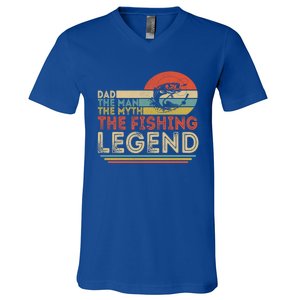 Dad The The Myth The Fishing Legend Cool Gift V-Neck T-Shirt