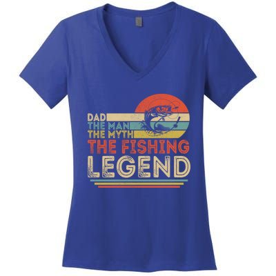 Dad The The Myth The Fishing Legend Cool Gift Women's V-Neck T-Shirt